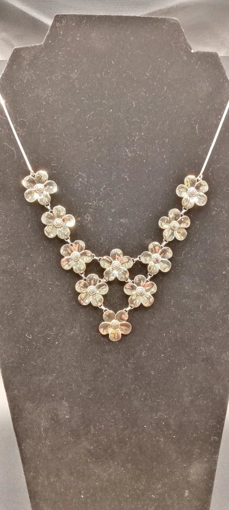 925 Sterling Silver Sunflower V Necklace  20"(SJ541) Sunflower
