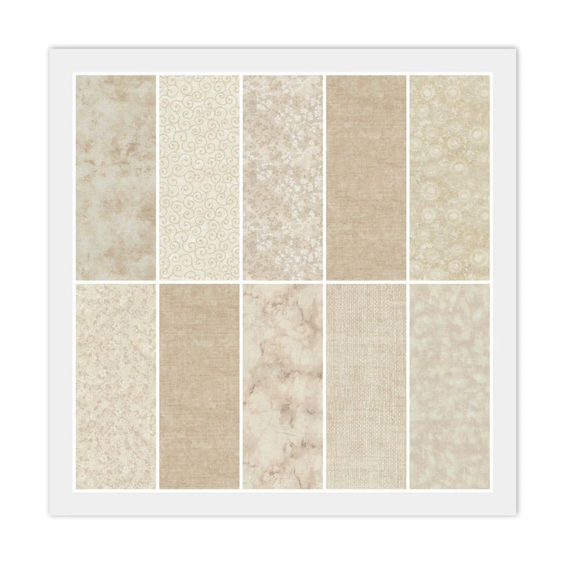 NATURAL BEIGE TAN Jelly Roll: 20) 2 1/2" Strips, 100% Cotton Fabric, 1 Dup Flowering Plants