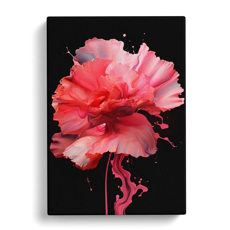 Framed canvas wall art with abstract pink and red carnation flower