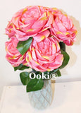 20"  Hot Pink Peony Rose Cabbage Head Artificial Silk Flower Bouquet Floral Peony