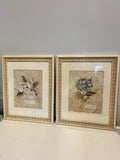 Cheri Blum Framed Magnolia & Hydrangea Flower Art Prints Beige Blue Vintage Hydrangea