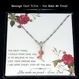 Gift From Dad - Silver Rose Gold Plated Carnation Charm Necklace | Message Card Carnation