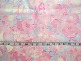 1 yd 100% Cotton Fabric Light Pink, Blue & Yellow Florals Flowering Plants