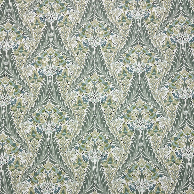BALLARD DESIGNS EVIE GREEN BLUE STYLIZED FLORAL MULTIUSE FABRIC BY YARD 54"W Flowering Plants