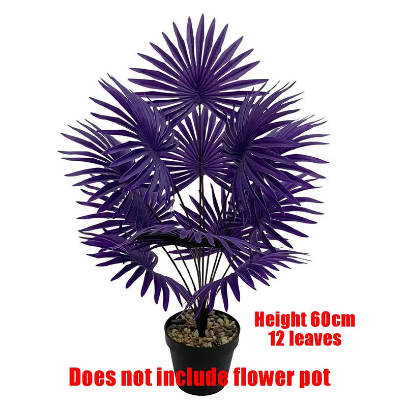 72cm Artificial Palm Tree Purple Tropical Fake Plant Green Plastic Palm Leaf... Green Plant