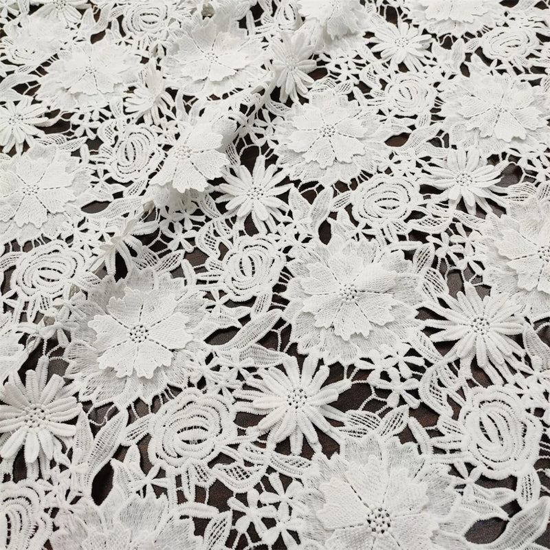 1 Yard Lace Fabric Floral Hollowed Embroidery Guipure Fabric DIY Dresses Clothes Flowering Plants