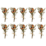 10 Pcs Mini Rose Dried Flower Bouquet Baby's Breath Boho DIY Gift Orange Dried Flower