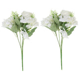 2Pcs 5 Branch Artificial Silk Peony Hydrangea Fake Flowers with Stem, White Peony