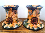 Ceramic Candle Holders Sunflower Handpainted Design 5 3/4'' H Sunflower