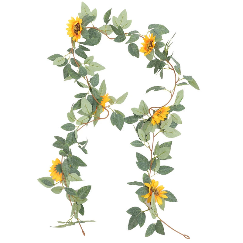 Artificial Sunflower Garland Plants Faux Sunflower Hanging Vine for DIY Wreath Green Plant
