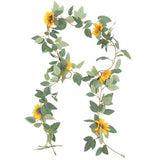 Artificial Sunflower Garland Plants Faux Sunflower Hanging Vine for DIY Wreath Green Plant