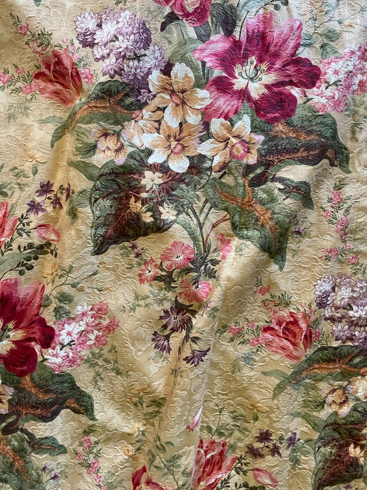 4 Yards Ralph Lauren? Lined Curtain (2) Panels Each 72 x 48 Flowers Roses Tulips Roses