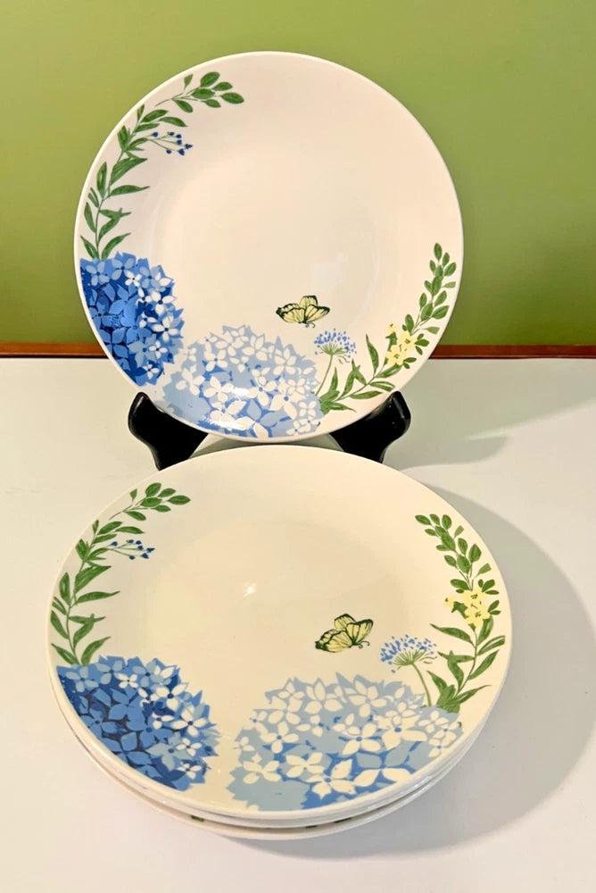 Set of 4 Royal Norfolk Blue Hydrangea Ceramic Salad Plates ***NEW Hydrangea
