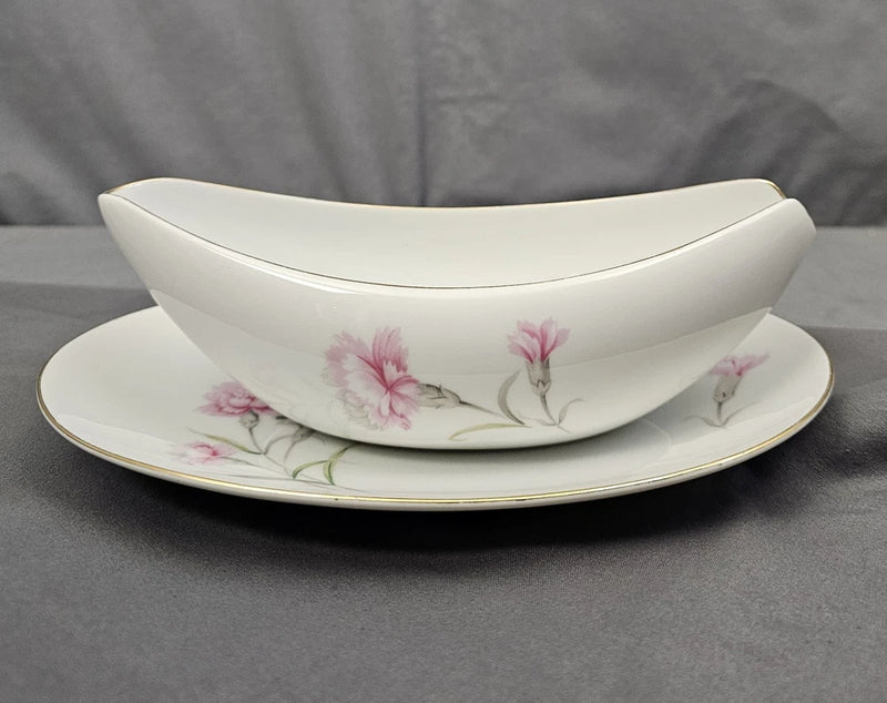 Royal Court China Carnation, Gravy Boat and Plate Excellent Carnation