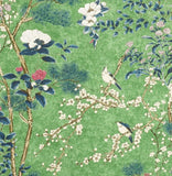 Anna French/Thibaut Curtain Fabric 'KATSURA' 4.6 METRES EMERALD Linen Mix Flowering Plants