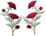 #5094R Thistle - Carnation Spray - Red Flower Embroidery AppliquŽ Patch /Pair Carnation