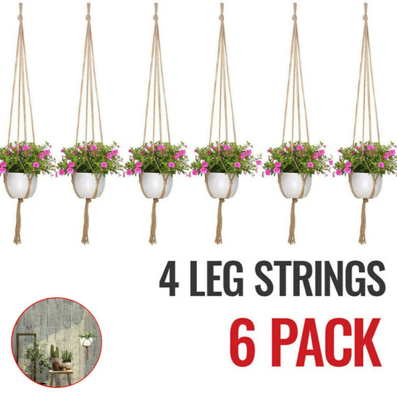 6Pack Garden Macrame Plant Hanger Knotted Rope Hanging Basket Flower Pot Holder Garden Plants