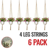 6Pack Garden Macrame Plant Hanger Knotted Rope Hanging Basket Flower Pot Holder Garden Plants