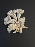 Vintage Lily Flowers Off White Lucite w/ Encrusted Rhinestones Pin Brooch Lily