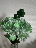 St PatrickÕs Day 13Ó Carnations Bouquet White And Green Plaid With Shamrocks New Carnation