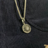 sunflower pendant necklace unisex sterling silver 925 boho minimal flower Sunflower