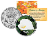 CALLA LILY FLOWER JFK Kennedy Half Dollar US Colorized Coin Lily