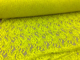 Embroidered Stretch Lace Apparel Fabric Sheer Floral Neon Yellow YY211 Flowering Plants