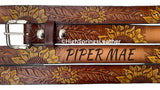 Kid Name Belt - Sunflower Leather Custom Engraved Toddlers Boys and Girls Sunflower