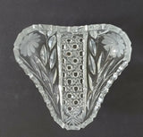 ABP Cut Glass Crystal Candy Dish Bowl Daisy Sunflowers Pattern w/ Sawtooth Edge Sunflower