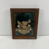 Vtg Framed Dried Pressed Flowers~12" x 10" Wood Frame Dried Flower