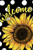 Welcome Polka Dot Sunflower Garden Flag Double Sided Burlap 12