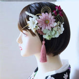 Mauve gerbera and hydrangea flower hair clip , made in Japan Hydrangea
