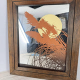 1970s Ann Lynn Serigraph Pampas Grass Sun Moon Framed Art Vintage MCM Pampas Grass