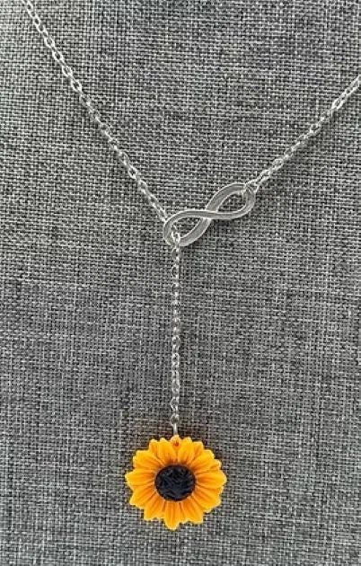 Yellow Sunflower/ Infinity Necklace Sunflower