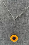 Yellow Sunflower/ Infinity Necklace Sunflower