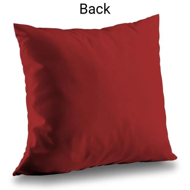 18 x 18 in decorative throw pillow, solid dark red back