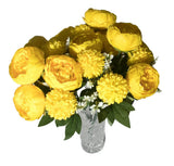 PETALELLA - Artificial Yellow Peony Flowers Bouquet (Vase Not Included) Peony
