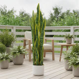3 Ft Tall Fake Snake Plant, Large Potted Artificial Sansevieria with Lifelike Le Green Plant