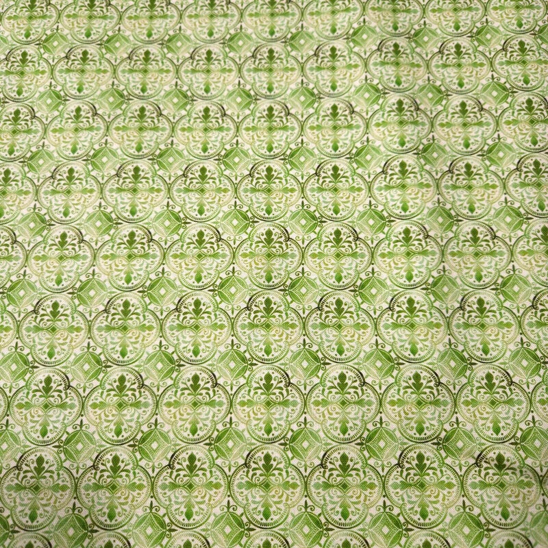 Ambrosia BTY Natalie Miles P&B Textiles Green Damask Print Flowering Plants
