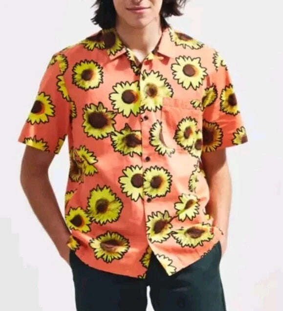 URBAN OUTFITTERS Sunflower Shirt Mens Medium Colorful Happy Dopamine Flower Fun Sunflower