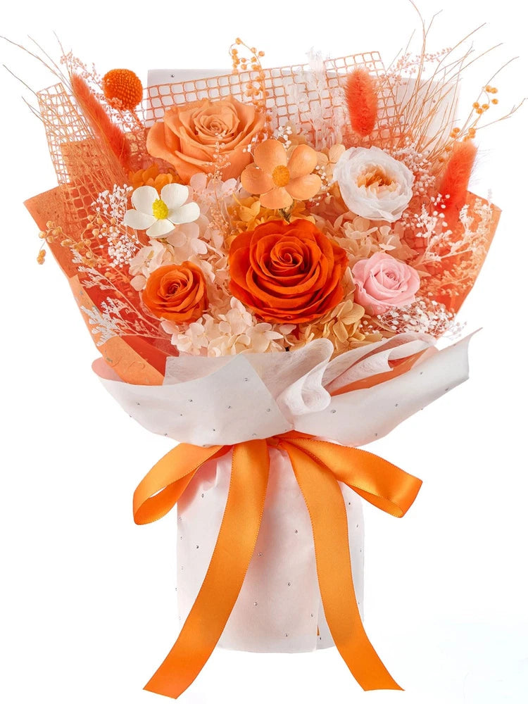 Flowers for Delivery , Mother's Day Forever Flowers Bouquet, Preserved Orange... Hydrangea