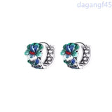 1Pair Alloy Cloisonn Peony Flower Earrings Ethnic Ear Buckles Exquisite Earrings Peony
