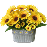 Artificial Flowers Fake Sunflowers in Pot, Faux Silk Flowers Floral Table Cen... Green Plant