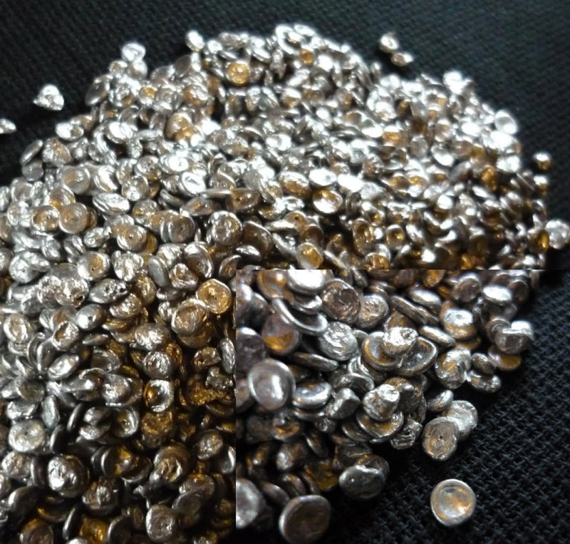 Silver and gold metal alloy rose beads, small round granules