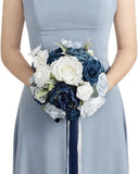 Ling's Moment 9" Wedding Navy Blue Bouquet for Bride, Bridesmaid's Bouquet-A6 Bouquet