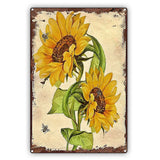 Sunflower Vintage Sign Honey Bee Rustic Flowers Wall DŽcor Aluminum Metal Sign Sunflower