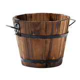 Wood Barrel Planter Small Round Vegetable Planter Carbonized Wood Pot for Garden Garden Plants