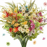 6-Bundles Faux Daisy Plant, Artificial Silk Flower Multicolor Bouquet for Ind... Green Plant