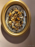Vintage Dried Flowers Framed Oval Convex Bible  Roses Herbs Dried Flower