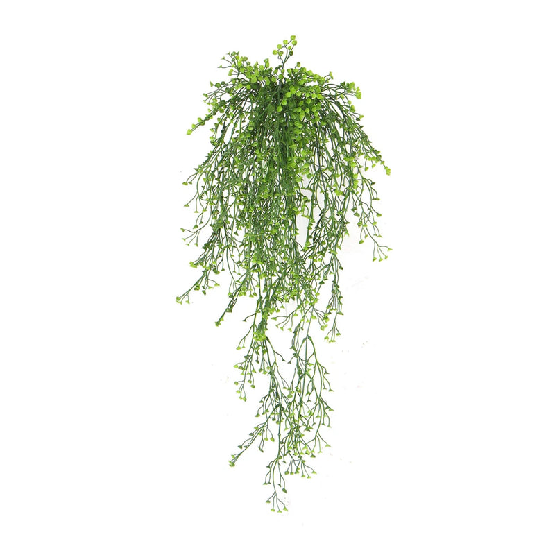 Artificial hanging plant with cascading green leaf stems, natural look